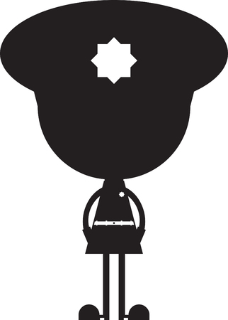 Cute Cartoon Policeman in Silhouetteのイラスト素材