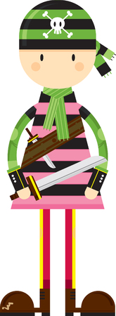 Cartoon Bandana Pirate with Swordのイラスト素材