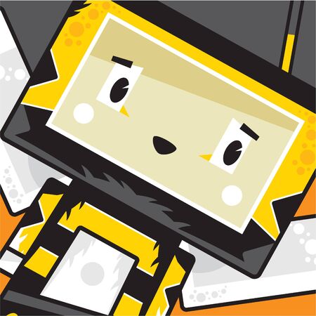 Cute Cartoon Block Honey Bee Characterのイラスト素材