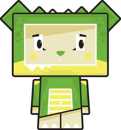 Cute Cartoon Block Crocodile Characterのイラスト素材