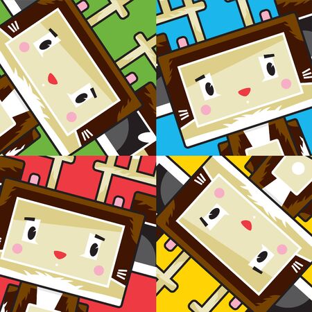 Cute Cartoon Block Reindeer Characterのイラスト素材