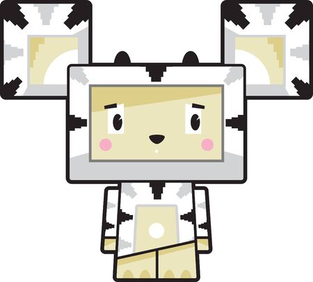Cute Cartoon Block Zebra Characterのイラスト素材