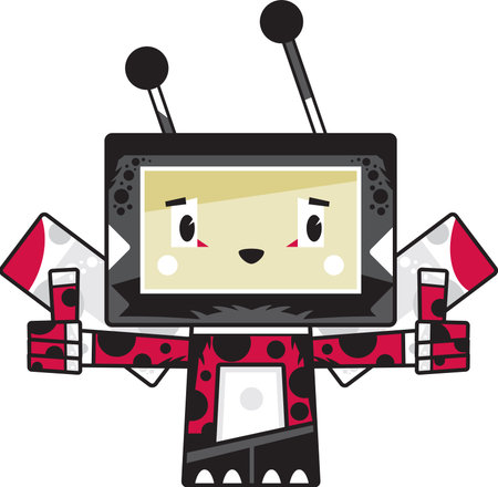 Cute Cartoon Block Ladybird with Thumbs Upのイラスト素材