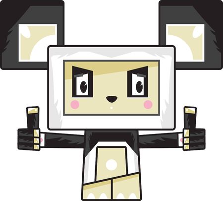 Cute Cartoon Block Panda Bear with Thumbs Upのイラスト素材
