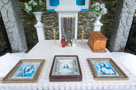 Altar near the healing spring of Tustanの写真素材