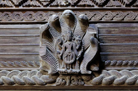 Lalitpur Nepal - Patan Royal Palace Complex Building with artful woodcarvingのeditorial素材