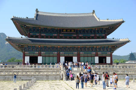 Seoul South Korea - Gyeongbokgung Palace Throne Hall Compound with Geunjeongjeon Hallのeditorial素材