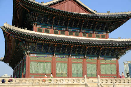 Seoul South Korea - Gyeongbokgung Palace Throne Hall Compound with Geunjeongjeon Hallのeditorial素材