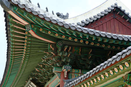 Seoul South Korea - Gyeongbokgung Palace traditional roofs called Dancheongのeditorial素材