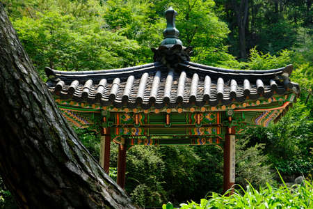 Seoul South Korea - Gyeongbokgung Palace Pavilion in garden areaのeditorial素材
