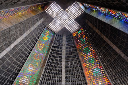 Brazil Rio de Janeiro -  Metropolitan Cathedral of Saint Sebastian - Catedral Metropolitana interiorのeditorial素材