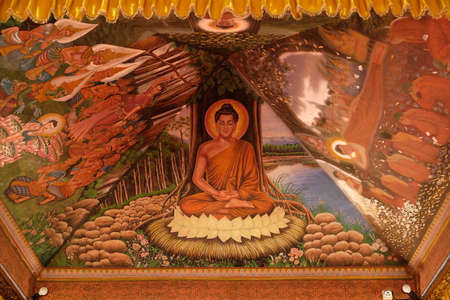 Chiang Mai Thailand - Thai Temple Painting in Wat Buppharamのeditorial素材