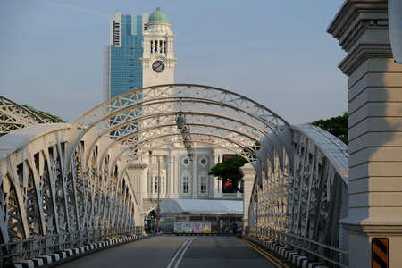 Singapore - Anderson Bridge and  Victoria Theatreのeditorial素材