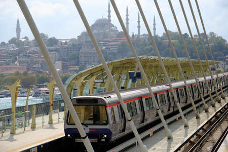 Turkey Istanbul Golden Horn Metro Bridge Halic station M2のeditorial素材