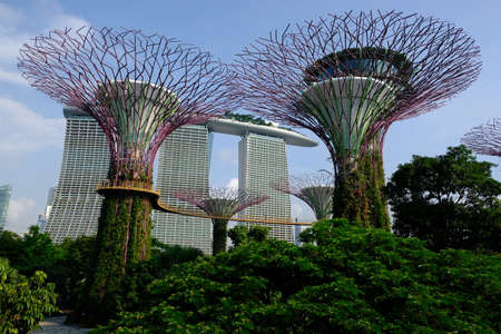 Singapore - view to Marina bay Sands from Gardens by the Bayのeditorial素材