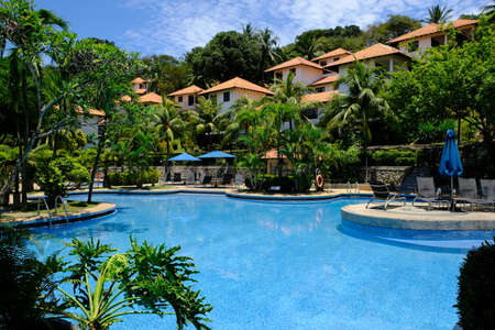 Indonesia Batam - Pool area Nongsa Point Marina & Resort parkのeditorial素材