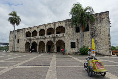Dominican Republic Santo Domingo - Governor palace Alcazar de Colon on Plaza de Espanaのeditorial素材