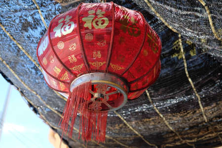 Penang George Town Malaysia - Red decorative Chinese paper lanternのeditorial素材