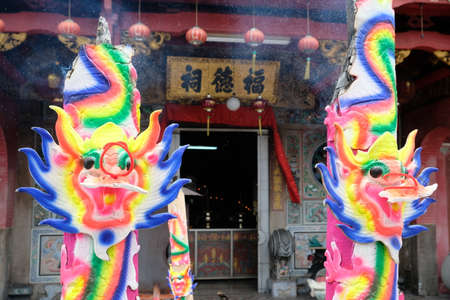 Penang George Town Malaysia - Giant incense sticks in Dragons style in Old Georgetownのeditorial素材