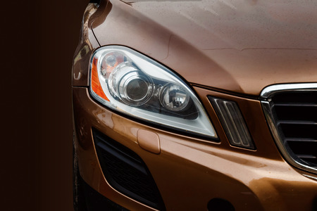 Creative background, High-beam headlight of the newest car. Copy space.の写真素材