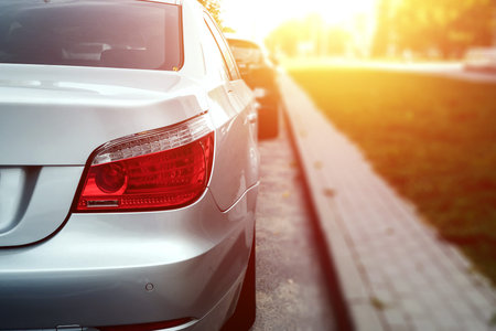 Creative background, The back light of the newest car.