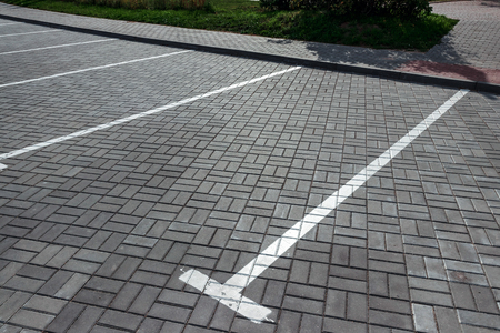 Parking, marking on the asphalt parking spaces. The concept of a lack of parking in megacities, paid parkingの写真素材
