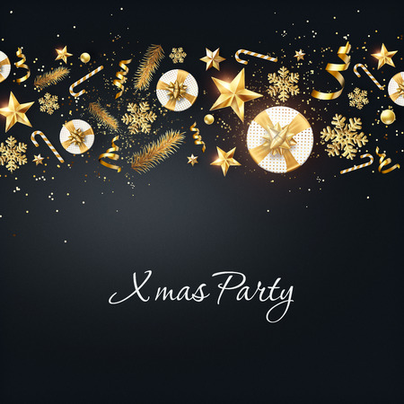 Creative background, Classy 2019 Happy New Year background. Golden design for Christmas and New Year 2019 greeting cards. New Year Flyer, greeting card, festive background, copy space.の写真素材