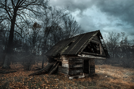 Haunted House with Dark Horror Atmosphere. Haunted Scene House.の写真素材