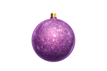 Purple christmas ball isolated on white background. Christmas decorations, ornaments on the Christmas tree.の写真素材