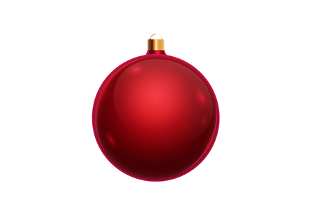 Red christmas ball isolated on white background. Christmas decorations, ornaments on the Christmas tree.の写真素材