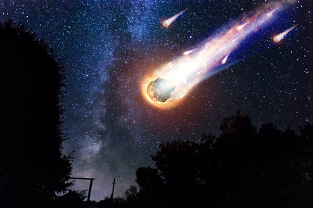 Starry sky, night time, Belarus, summer.の写真素材