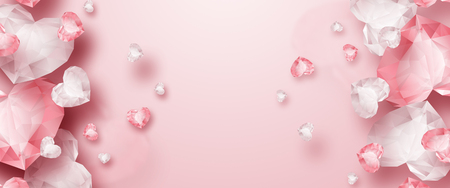 Creative design promo banners, Pink design, light background, Valentine's Day, Women's Day, the eighth of March, hot sale, discounts. Banner, copy space. Mockup, horizontal flyer for printing.の写真素材