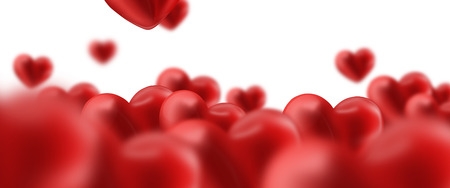 Creative design promo banners, Red design, hearts, light background, Valentine's Day, Women's Day, the eighth of March, sale, discounts. Banner, copy space. Mockup, horizontal flyer for printing.の写真素材