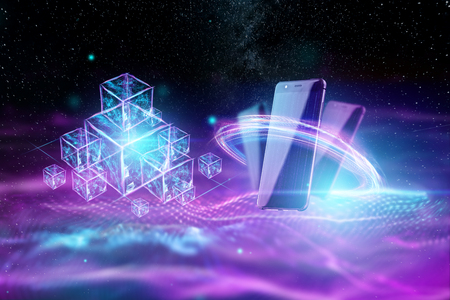Creative, abstract background, technology blockchain, ultraviolet background. The concept of cryptography, electronic money, Internet protection. Copy space.の写真素材