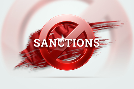 The sign of the ban, the inscription of the sanctions on the flag of Turkey. Concept of sanctions and embargo, import ban, politics, 3d rendering, 3d illustration.の写真素材