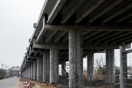 Construction site, construction site, bridge construction, view from below.の写真素材