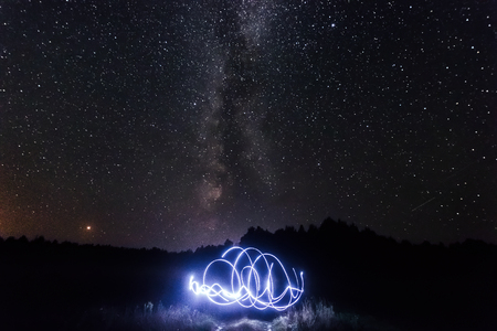 Starry sky, night time, Belarus, summer.の写真素材
