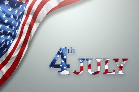 Creative background, inscription July 4 on a light background, US Independence Day, the American flag. Independence Day Banner USA, postcard, democracy, copy space.の写真素材