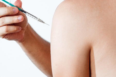 Close-up shot of mellitus. The concept of taking medication, treatment, put an injection.の写真素材