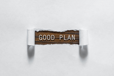 A good plan is an inscription in torn white paper. Perspective conceptの写真素材