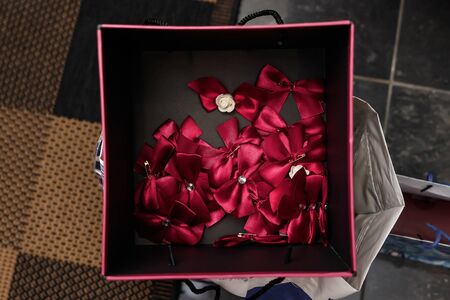 Red wedding accessories details accessoriesの写真素材