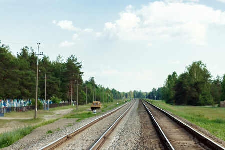 Railway rails straight ahead, perspectiveの写真素材