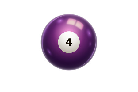 Billiards, Purple ball at number 4, Four, isolated on white background. Snooker. Stock Illustrationの写真素材