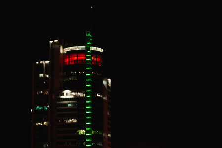 Night City night building, building lighting.