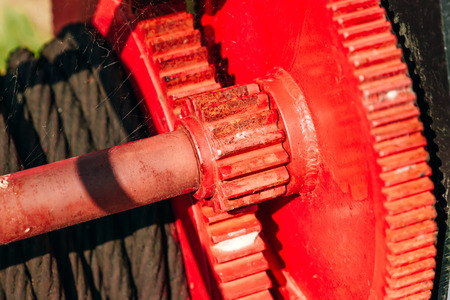 Vintage worm gear water mill gatewayの写真素材