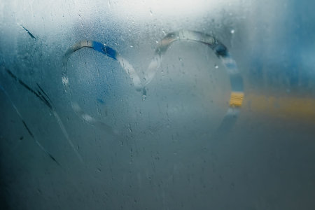 Autumn rain, the inscription on the sweaty glass - love and heart