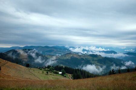 Mountain, beautiful landscape. Ukraine, the Carpathian Mountains. Concept of travel, tourism, holidays, vacation.の写真素材