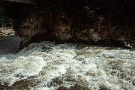Landscape, mountain stream, cascades on a mountain river. The concept of active holidays, holidays.の写真素材