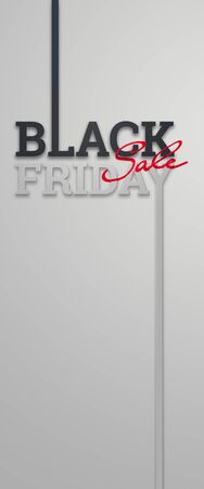 Black friday sale inscription on a light background, vertical banner, design template. Copy space, creative background. 3D illustration, 3D designの写真素材