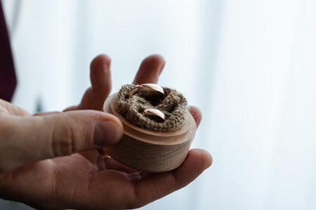 Wedding rings.Wedding rings in hands. The concept of marriage, family relationships, wedding...
